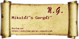 Mikulás Gergő névjegykártya